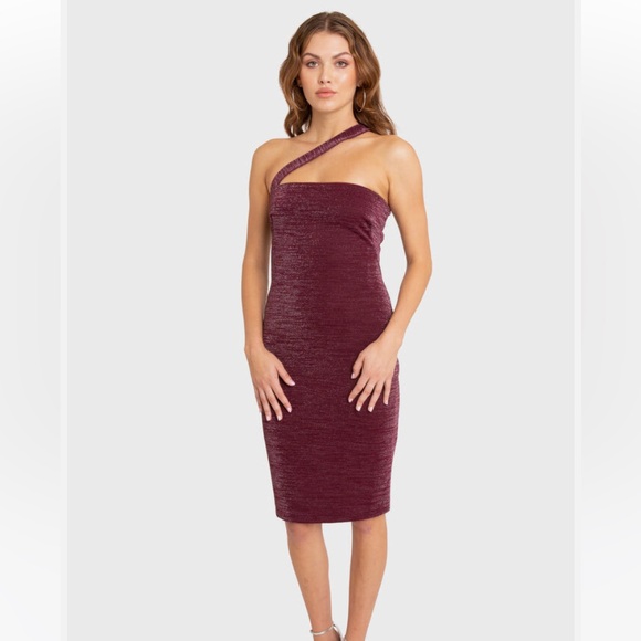 NWT Black Halo Vintea Sheath Red Metallic Dress - Picture 1 of 12